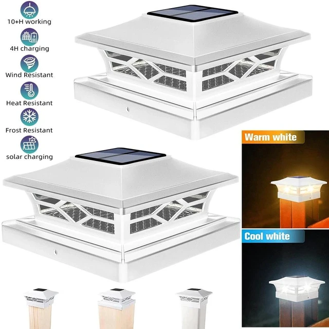 Main image of 2 Packs LED Solar Post Lights Outdoor Deck Cap Fence Landscape Light for 4x4 6x6