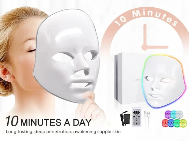 Alt view image 7 of 7 - 7 Colors Photon Facial LED Mask Red Light Therapy Anti Aging Face Beauty Mask