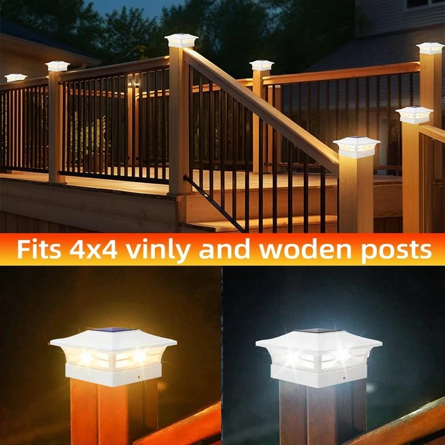 Alt view image 7 of 7 - 2 Packs LED Solar Post Lights Outdoor Deck Cap Fence Landscape Light for 4x4 6x6