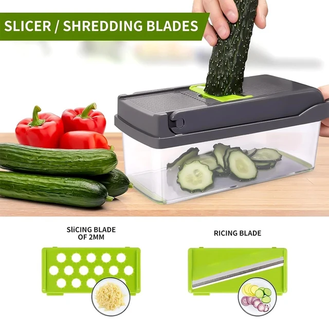 Alt view image 2 of 7 - 14-In-1 Vegetable Fruit Chopper Cutter Food Onion Veggie Dicer Slicer Kitchen