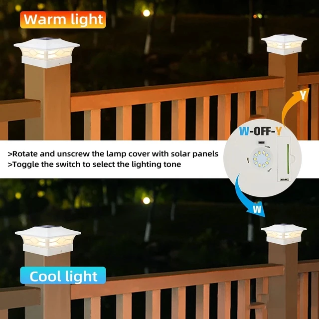 Alt view image 4 of 7 - 2 Packs LED Solar Post Lights Outdoor Deck Cap Fence Landscape Light for 4x4 6x6