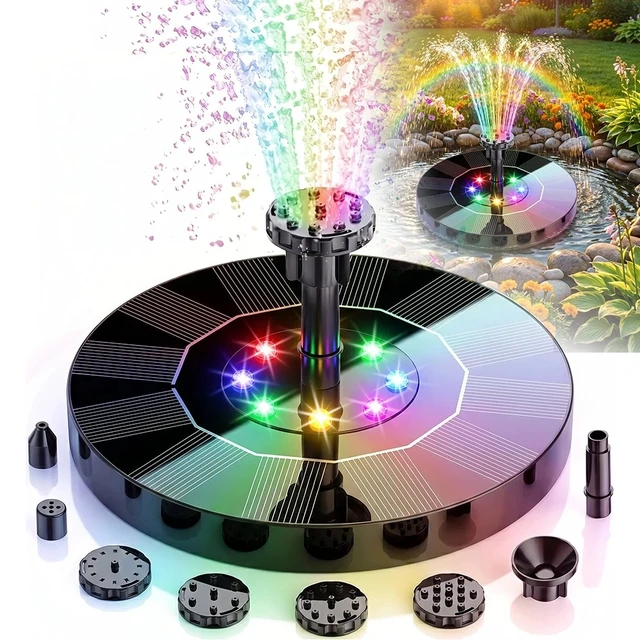 Alt view image 2 of 7 - Solar Power Fountain Submersible Floating Water Pump LED Lights For Garden