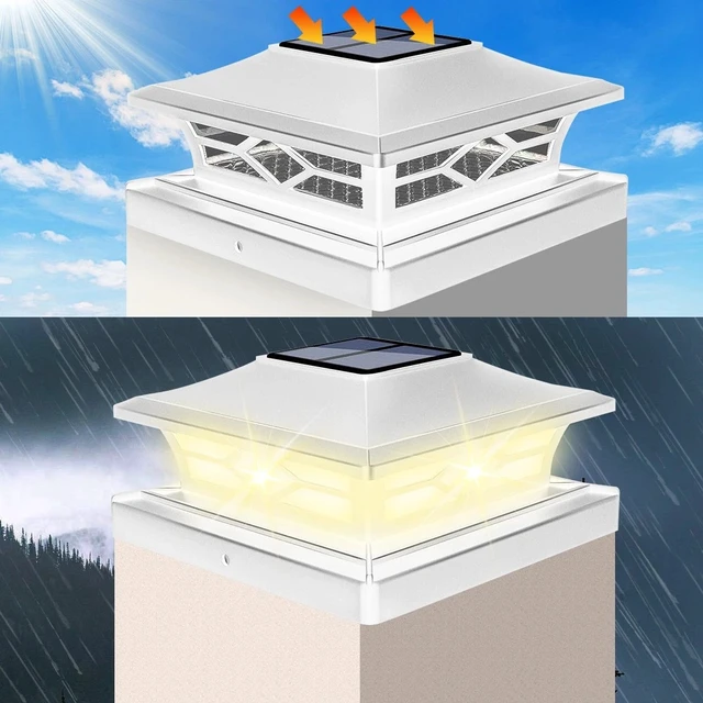Alt view image 6 of 7 - 2 Packs LED Solar Post Lights Outdoor Deck Cap Fence Landscape Light for 4x4 6x6