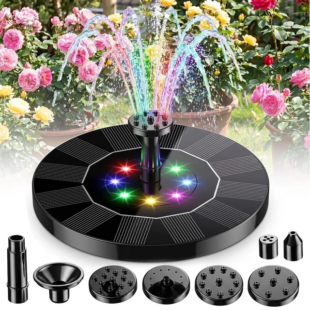 Main image of Solar Power Fountain Submersible Floating Water Pump LED Lights For Garden