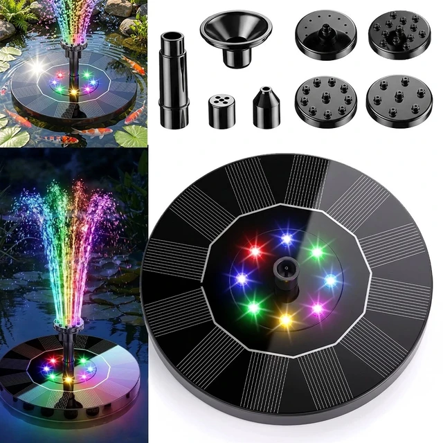 Alt view image 3 of 7 - Solar Power Fountain Submersible Floating Water Pump LED Lights For Garden