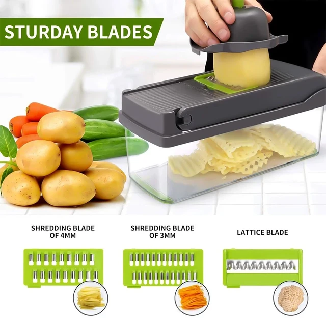 Alt view image 3 of 7 - 14-In-1 Vegetable Fruit Chopper Cutter Food Onion Veggie Dicer Slicer Kitchen