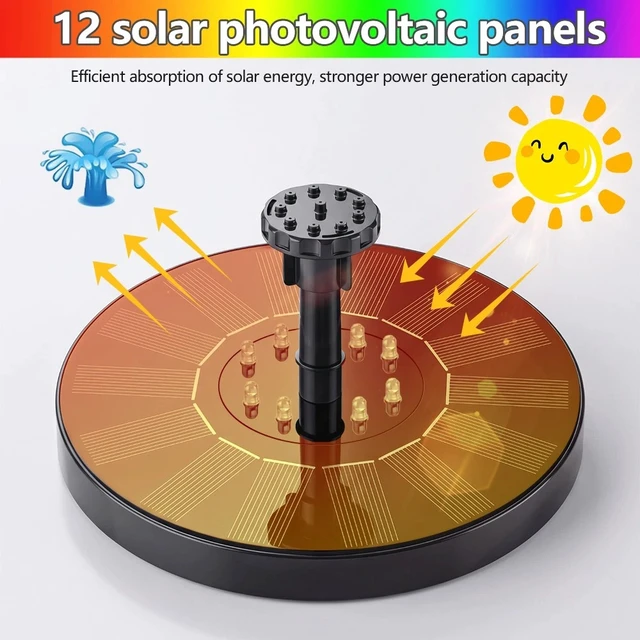 Alt view image 4 of 7 - Solar Power Fountain Submersible Floating Water Pump LED Lights For Garden