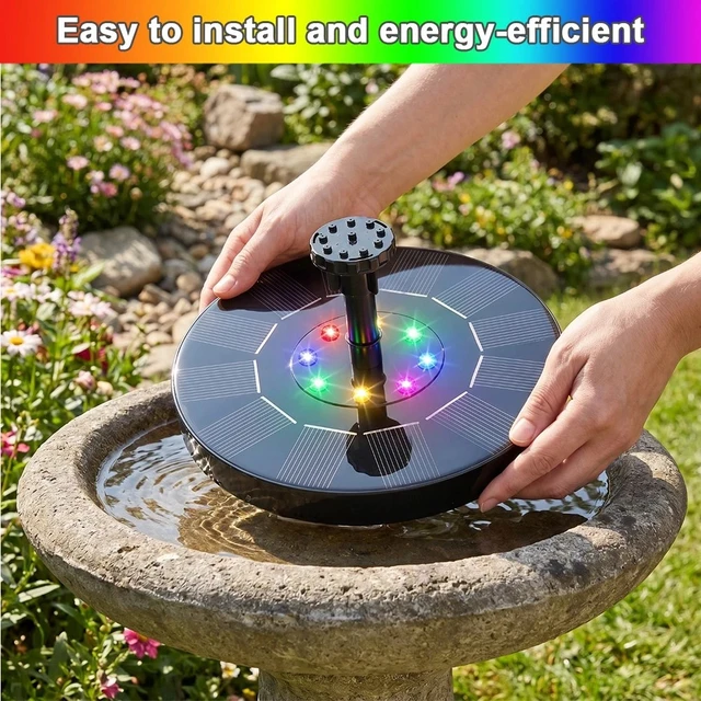 Alt view image 6 of 7 - Solar Power Fountain Submersible Floating Water Pump LED Lights For Garden