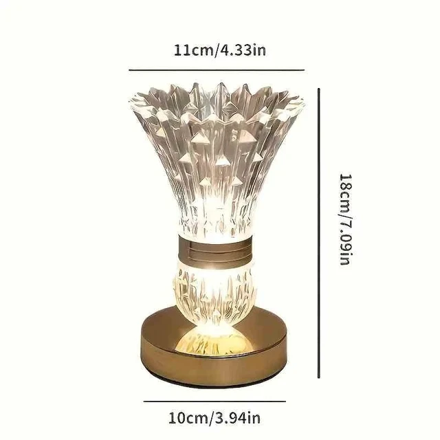 Alt view image 2 of 7 - 3-Color Crystal Table Lamp Dimmable Touch Nightstand Light for Living Room