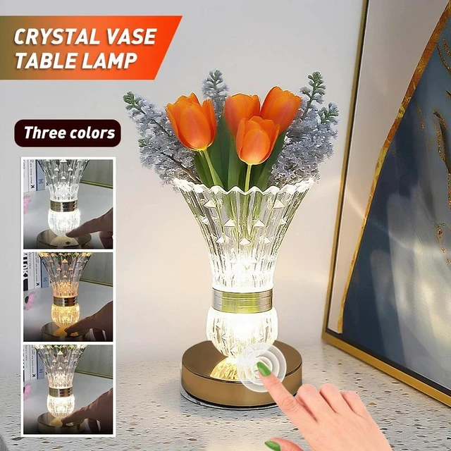 Main image of 3-Color Crystal Table Lamp Dimmable Touch Nightstand Light for Living Room