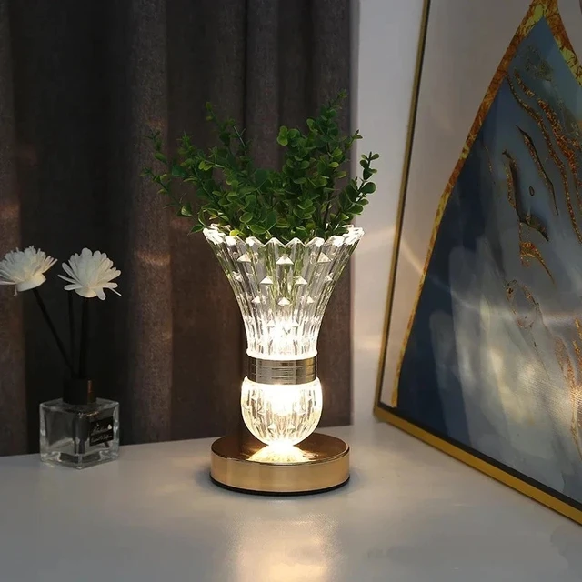 Alt view image 4 of 7 - 3-Color Crystal Table Lamp Dimmable Touch Nightstand Light for Living Room