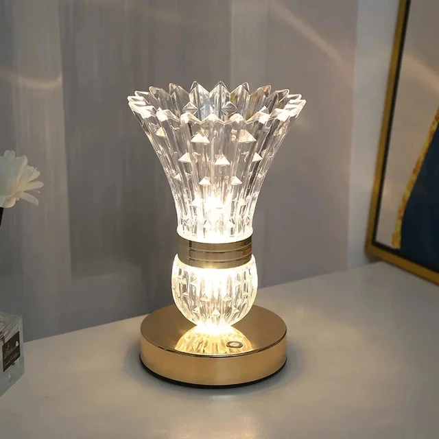 Alt view image 6 of 7 - 3-Color Crystal Table Lamp Dimmable Touch Nightstand Light for Living Room