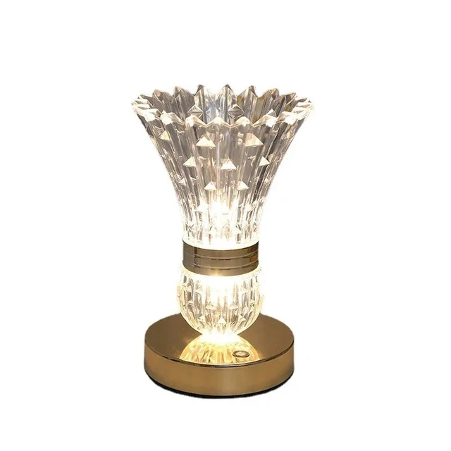 Alt view image 5 of 7 - 3-Color Crystal Table Lamp Dimmable Touch Nightstand Light for Living Room