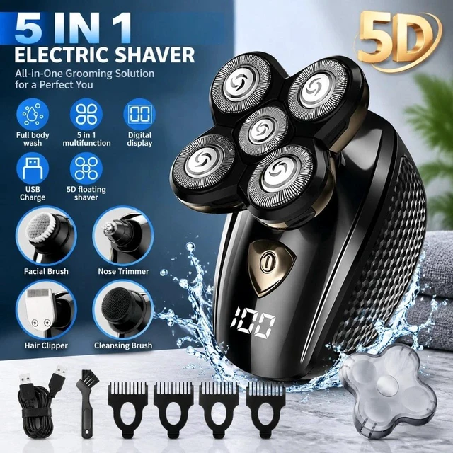 Main image of 5D Electric Shaver Wet/Dry Trimmer Rotary Razor Beard Shaving Rechargeable