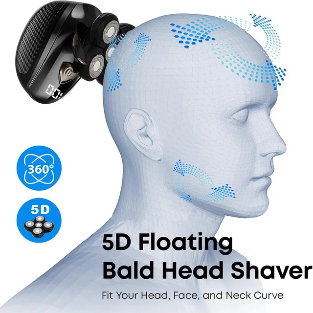 Alt view image 3 of 7 - 5D Electric Shaver Wet/Dry Trimmer Rotary Razor Beard Shaving Rechargeable