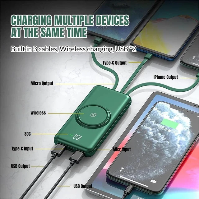 Alt view image 5 of 7 - 90000mAh Wireless Power Bank Fast Charging 4USB External Battery Backup Charger