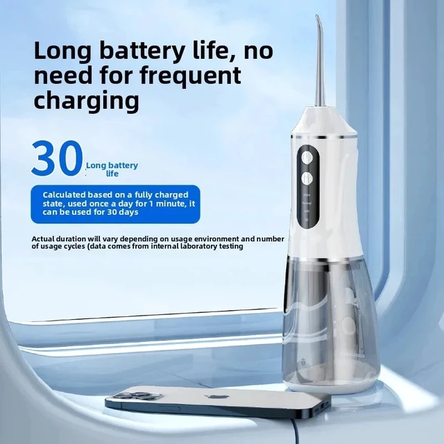 Alt view image 2 of 7 - 380ML Smart Electric Oral Irrigator Water Flosser Portable Rechargeable Dental