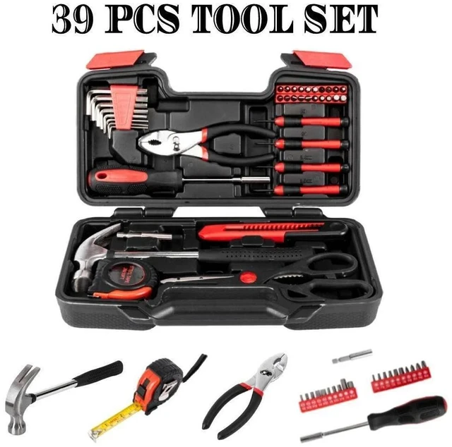 Main image of Portable 39pcs Red Basic Tool Set Household Mechanics Tool Kit with Carry Box