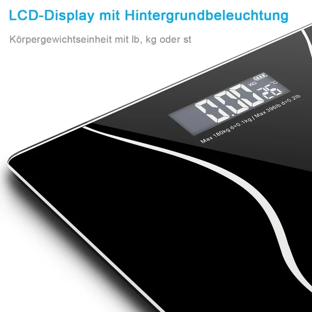 Alt view image 7 of 7 - 397lb Capacity Electronic Scale with Auto Zero Function for Daily Weighing Black