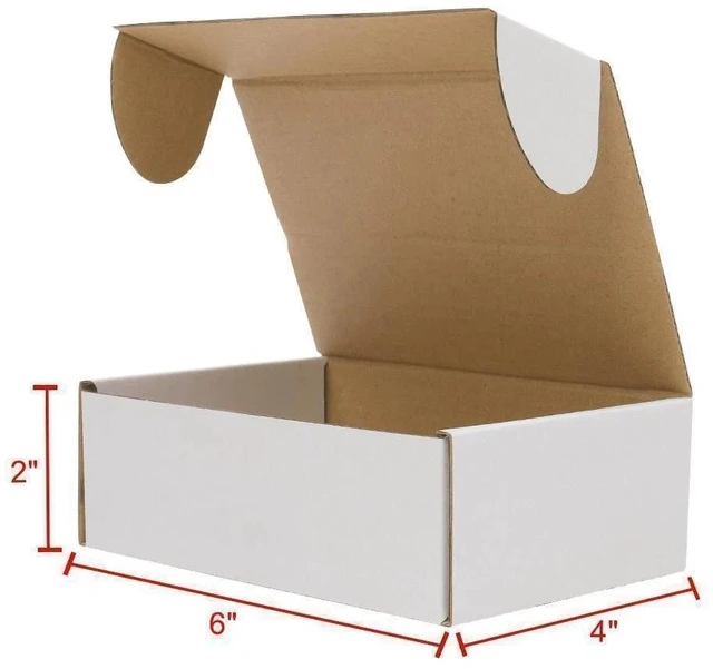 Main image of 50 - 6x4x2 White Corrugated Shipping Mailer Carton Packing Fold Box