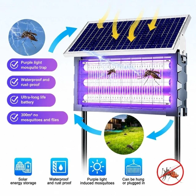 Main image of 4500V Solar Mosquito Killer Lamp UV Bug Zapper Waterproof LED Lantern Garden