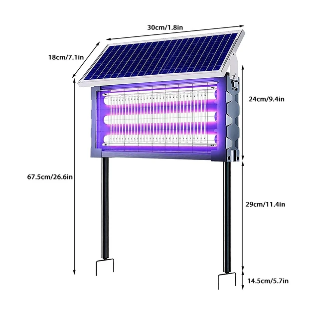 Alt view image 3 of 7 - 4500V Solar Mosquito Killer Lamp UV Bug Zapper Waterproof LED Lantern Garden