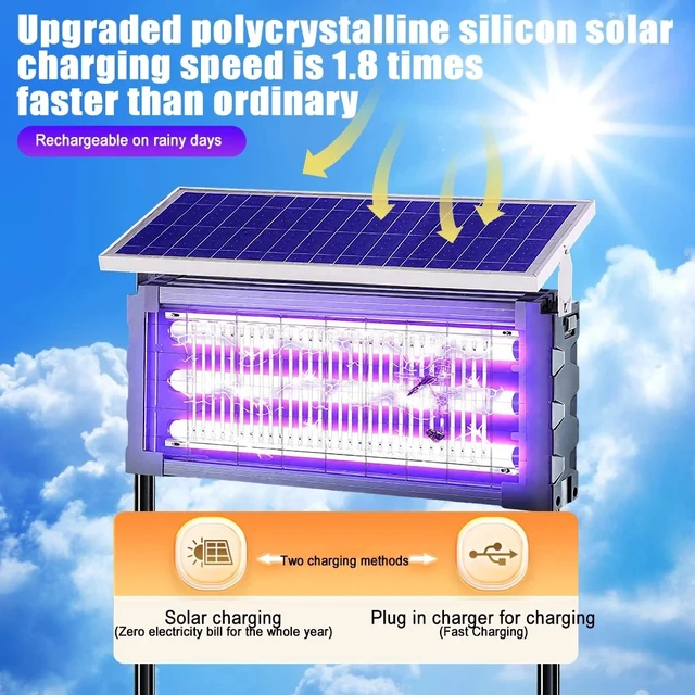 Alt view image 4 of 7 - 4500V Solar Mosquito Killer Lamp UV Bug Zapper Waterproof LED Lantern Garden