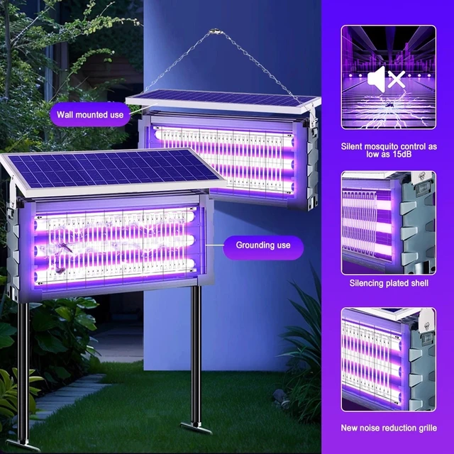 Alt view image 6 of 7 - 4500V Solar Mosquito Killer Lamp UV Bug Zapper Waterproof LED Lantern Garden