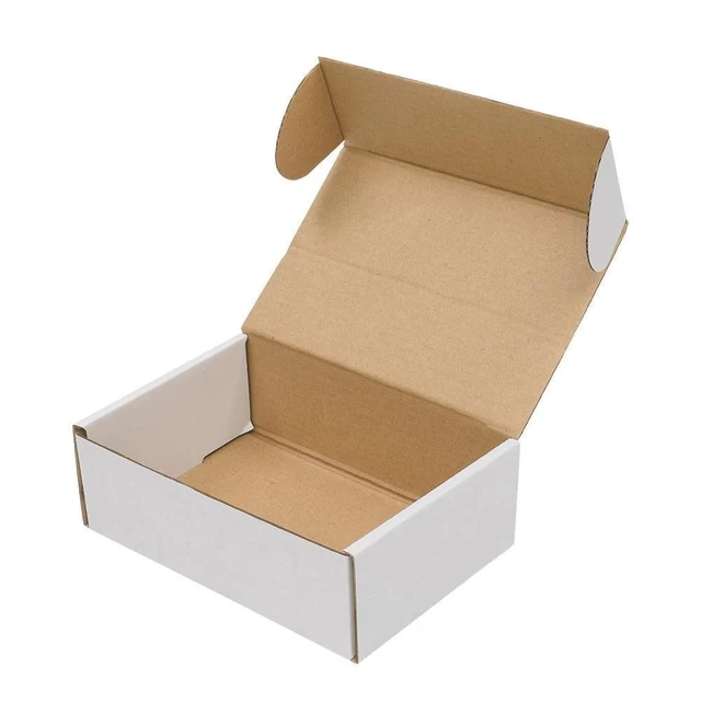 Alt view image 7 of 7 - 50 - 6x4x2 White Corrugated Shipping Mailer Carton Packing Fold Box