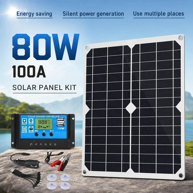 Main image of 80W Solar Panel Kit 12V Trickle Battery Charger 100A Controller For Boat RV Car