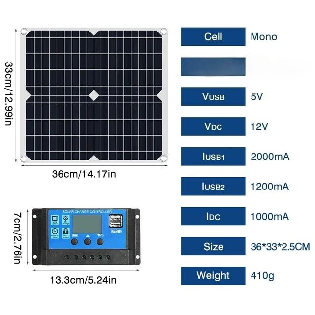 Alt view image 4 of 7 - 80W Solar Panel Kit 12V Trickle Battery Charger 100A Controller For Boat RV Car