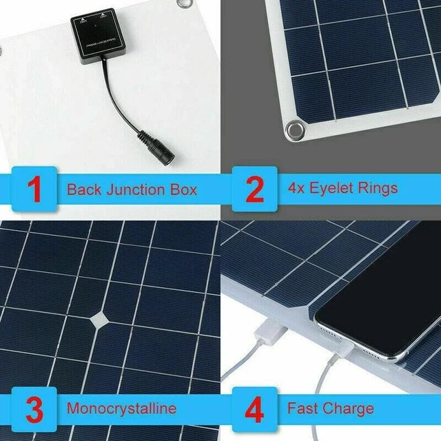 Alt view image 6 of 7 - 80W Solar Panel Kit 12V Trickle Battery Charger 100A Controller For Boat RV Car