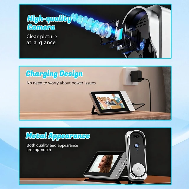 Alt view image 3 of 7 - 2.4G Smart Video Doorbell Camera Night Vision 2-Way Audio Door Bell Wireless
