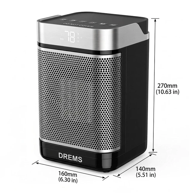 Alt view image 2 of 7 - 1500W Electric Space Heater PTC Ceramic Tower Heater 12Hour Timer Fast Heating