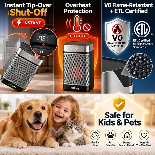 Alt view image 7 of 7 - 1500W Electric Space Heater PTC Ceramic Tower Heater 12Hour Timer Fast Heating