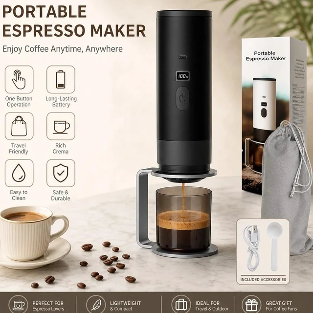 Main image of Portable Coffee Maker Electric Capsule 3-in-1 for Car & Travel Rechargeable