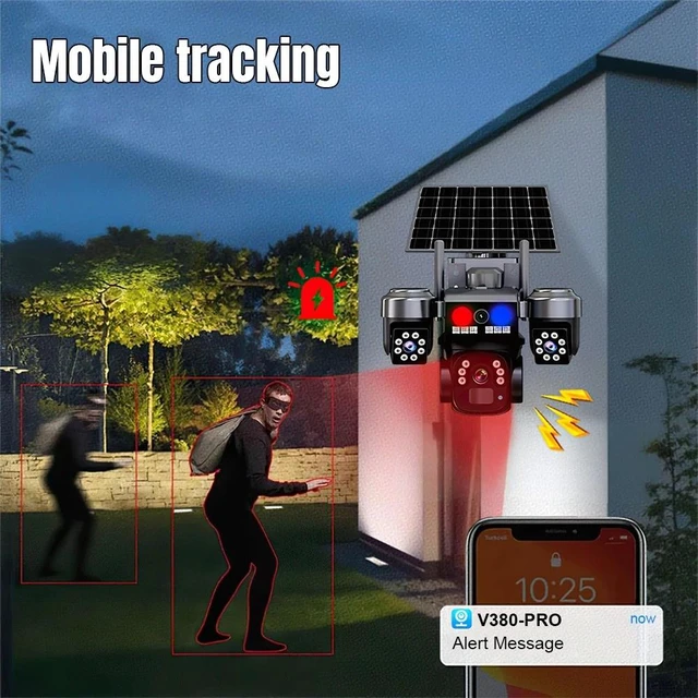 Alt view image 4 of 7 - 9MP WiFi Solar Security Camera 360° 4K Wireless 3Lens-PTZ Surveillance Camera