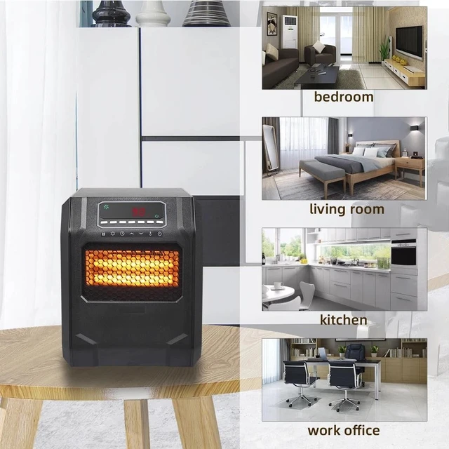 Alt view image 7 of 7 - Home Portable Electric Infrared Space Heater 1500W Timer Remote Control Black
