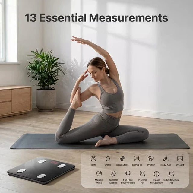 Alt view image 2 of 7 - Smart Scale for Body Weight, BMI & Body Fat, 13 Metrics, Black, FSA Eligible HSA