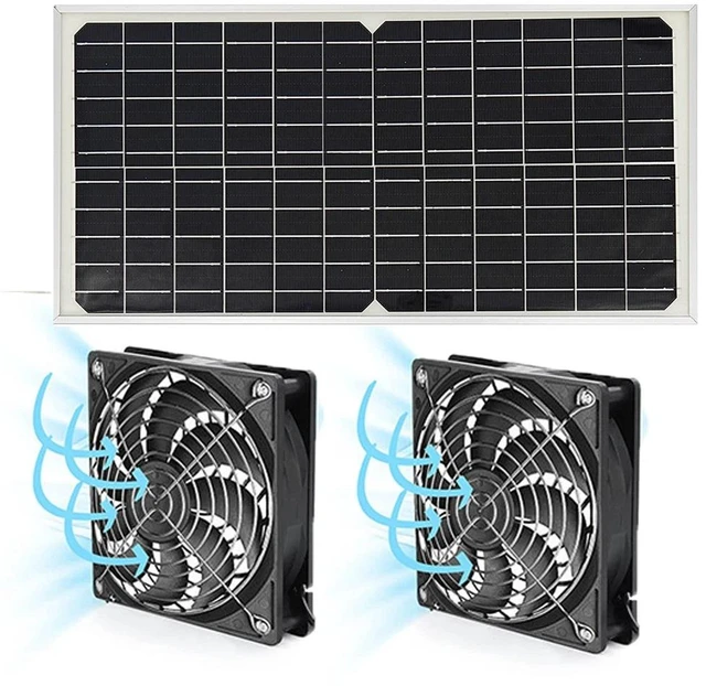 Main image of 20W Solar Powered Dual Fan Solar Exhaust Fan Outdoor Ventilator Fan for RV Shed