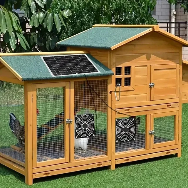 Alt view image 4 of 7 - 20W Solar Powered Dual Fan Solar Exhaust Fan Outdoor Ventilator Fan for RV Shed