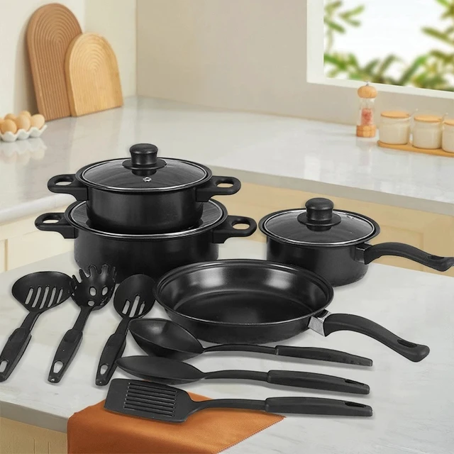 Alt view image 6 of 7 - 13 Pieces Kitchen Pots & Pans Set Nonstick Cookware Set Hot Pot & Frying pan