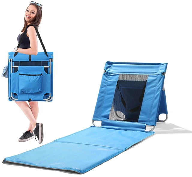 Main image of Foldable Beach Mat Lounger Outdoor with Cooler Storage for Relaxing Mesh Chair