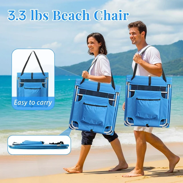 Alt view image 3 of 7 - Foldable Beach Mat Lounger Outdoor with Cooler Storage for Relaxing Mesh Chair