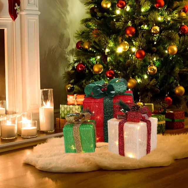 Alt view image 4 of 7 - 3 PCS Christmas Lighted Gift Boxes LED Light Up Present Boxes Home Decor