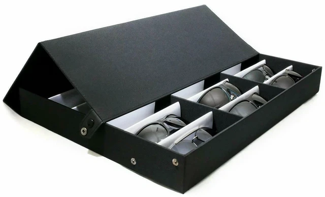 Alt view image 2 of 7 - 18 Slot Eyeglass Sunglasses Glasses Storage Grid Stand Case Box Holder Black US