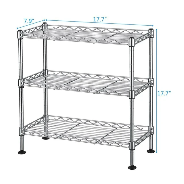 Alt view image 2 of 5 - 18"x8"x18" 3 Layer Wire Shelving Rack Adjustable Shelf Storage Unit for Kitchen