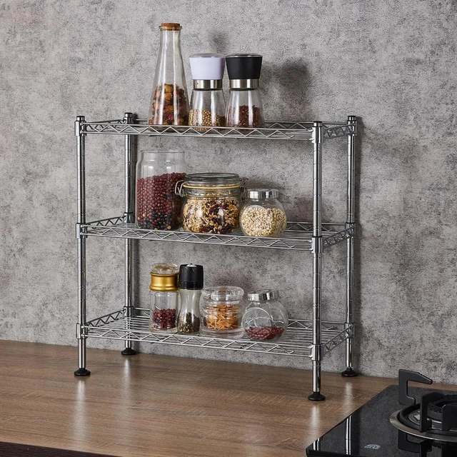 Alt view image 3 of 5 - 18"x8"x18" 3 Layer Wire Shelving Rack Adjustable Shelf Storage Unit for Kitchen