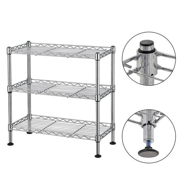 Alt view image 5 of 5 - 18"x8"x18" 3 Layer Wire Shelving Rack Adjustable Shelf Storage Unit for Kitchen