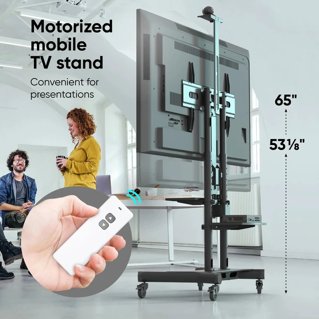 Alt view image 3 of 7 - ONKRON Mobile TV Stand with Lift Motorized TV Stand 50" - 86" up to 200 lb Black